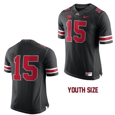 Ohio State Buckeyes Youth Only Number #15 Black Authentic Nike College NCAA Stitched Football Jersey OK19S14NS